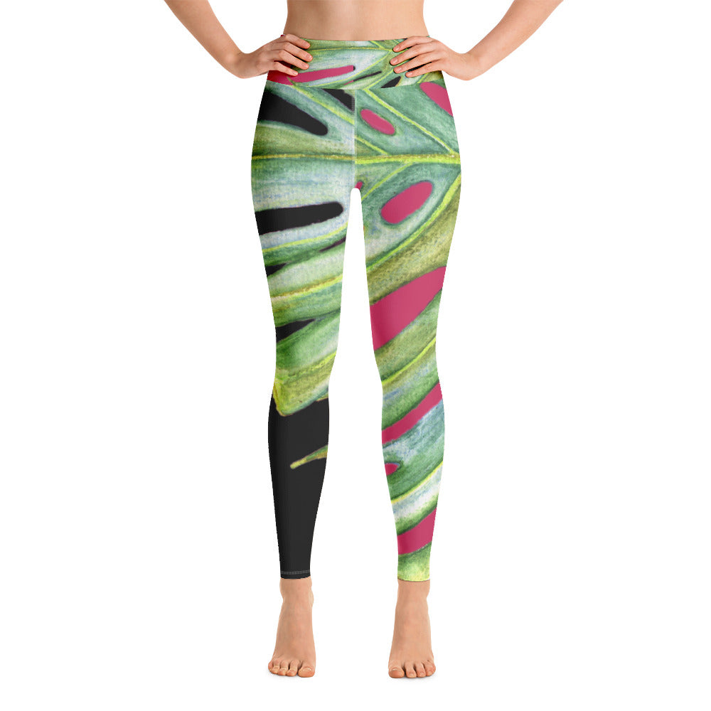 Women's Yoga Pants: Tropical Monstera Leaf – Patti Bruce Arts