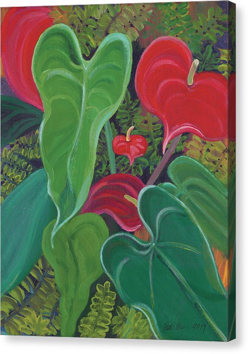"Anthurium Garden" - Canvas Print