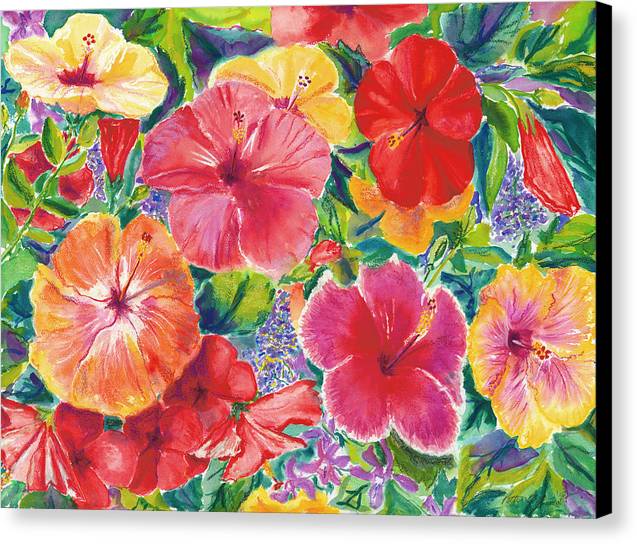 "Hibiscus Impressions" Tropical Flowers - Canvas Print
