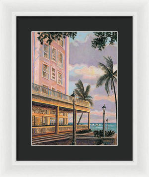 "Surfrider at Sunset" Waikiki Beach - Framed Print