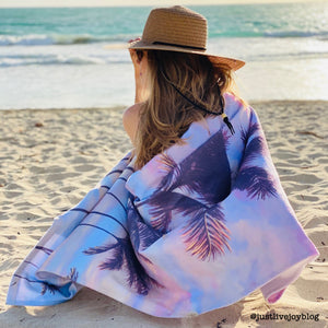Beach Towel: Tropical Sunrise Sky - Cotton Candy Clouds