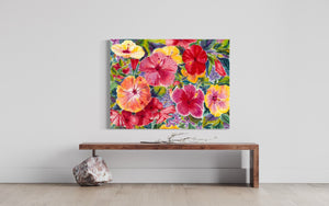 "Hibiscus Impressions" Tropical Flowers - Canvas Print