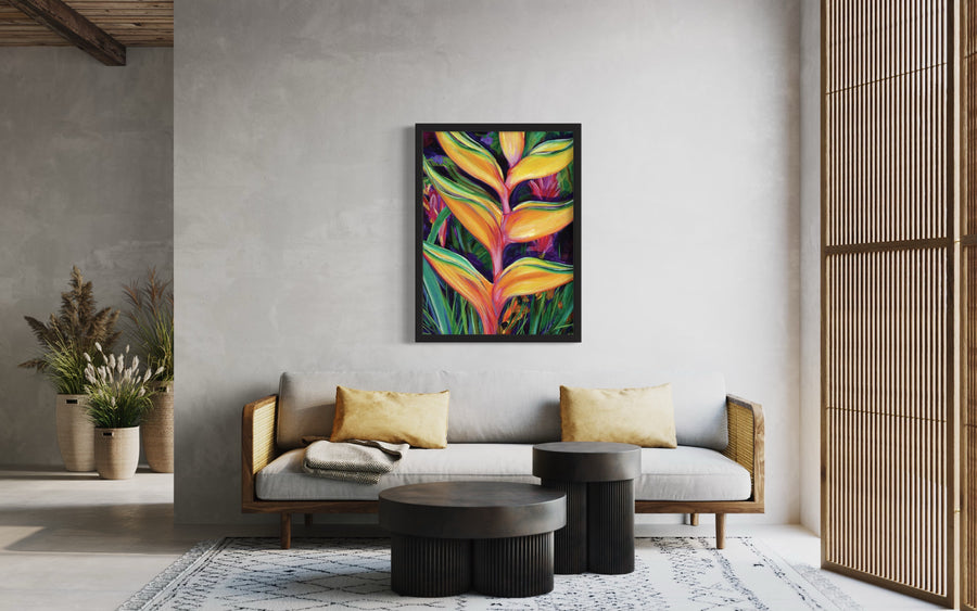 "Heliconia"  Tropical Flower - Framed Print