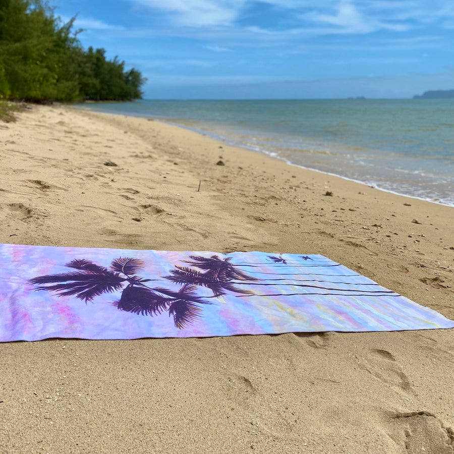 Beach Towel: Tropical Sunrise Sky - Cotton Candy Clouds
