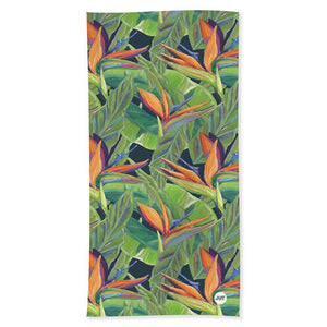 Beach Towel: Tropical Flower, Birds of Paradise - Dancing Birds