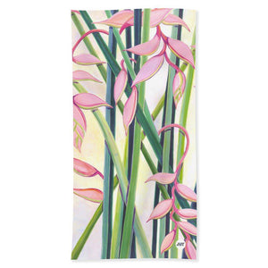 Beach Towel: Beautiful Tropical Pink Heliconia Flower - "Pink Elegance"