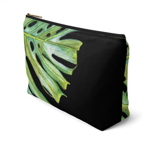 T-Bottom Accessory Bag:  Monstera Leaf - Black