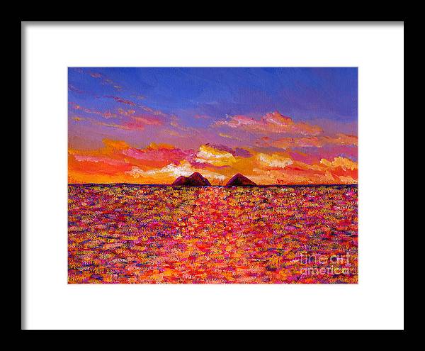 "Tangerine Sunrise" Lanikai - Framed Print