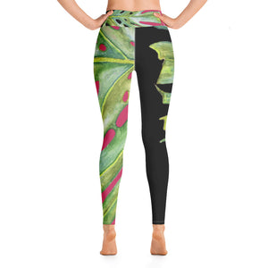 Women's Yoga Pants: Tropical Monstera Leaf