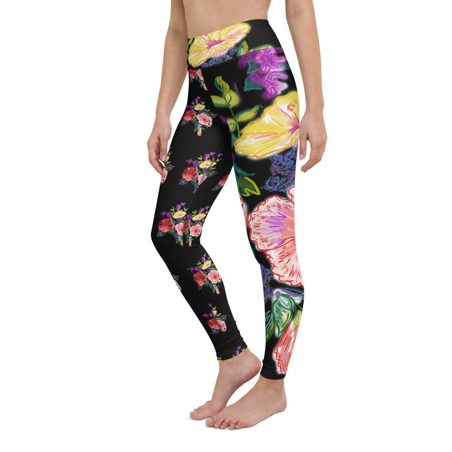 Women's Yoga Pants: Tropical Flower Bouquet