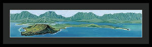 "Windward Passage 1" Beautiful Windward Oahu Panorama Diptych Painting, Kaneohe - Framed Print