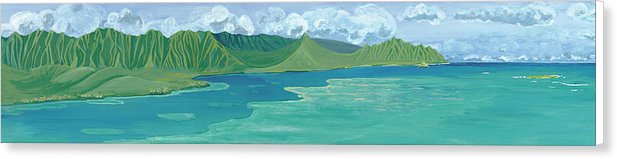 "Windward Passage 2" Beautiful Windward Oahu Panorama Diptych Painting, Kaneohe - Canvas Print